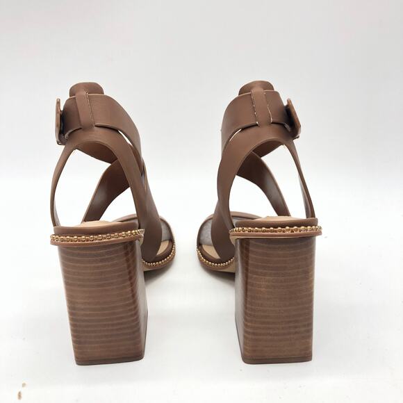 Steve Madden Womens Lighten Platform Sandal Leather Buckle Cognac 7 New - Picture 6 of 10